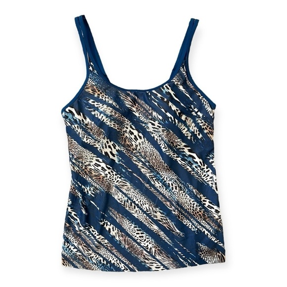 Blue Leopard Swim Top Tankini‎ Womens Medium - Picture 1 of 8